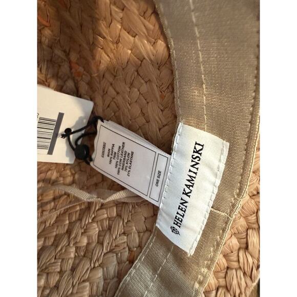 Helen Kaminski Contrasting Wide Braided Bucket Hat Natural $348 NWT